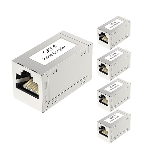 5x Full Copper Cat6 Inline Couplers for Reliable 10/100/1000 Mbps Connections Any Network Setup