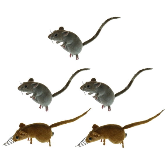 5x Grassland Lifelike Mouse Ornament Fridge Spoof Prop Mice Vivid Model Statues DIY Micro Landscape Lawn
