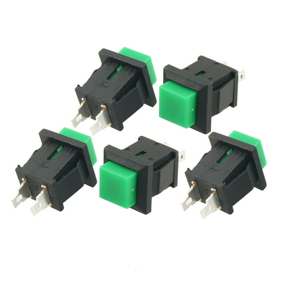 5x Green Momentary Square Push Button Switch SPST 125V 1A