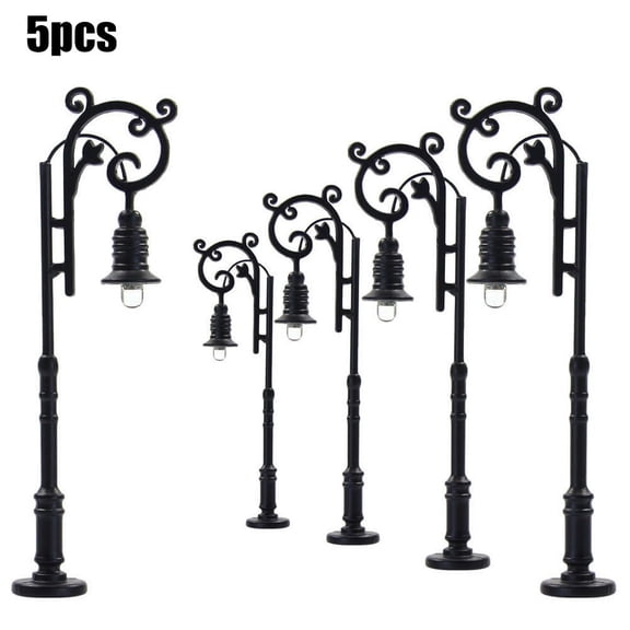 5x HO-Scale Model Train Lamps Railroad Lamp Posts 3V Street Lights 1:87~1: 100