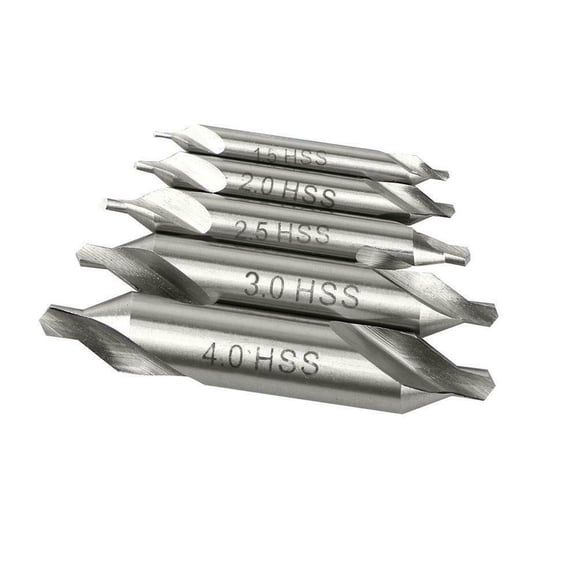 5x HSS Combined HSS Center Drill Bit Set HSS Countersink #1.5/2/2.5/3/4