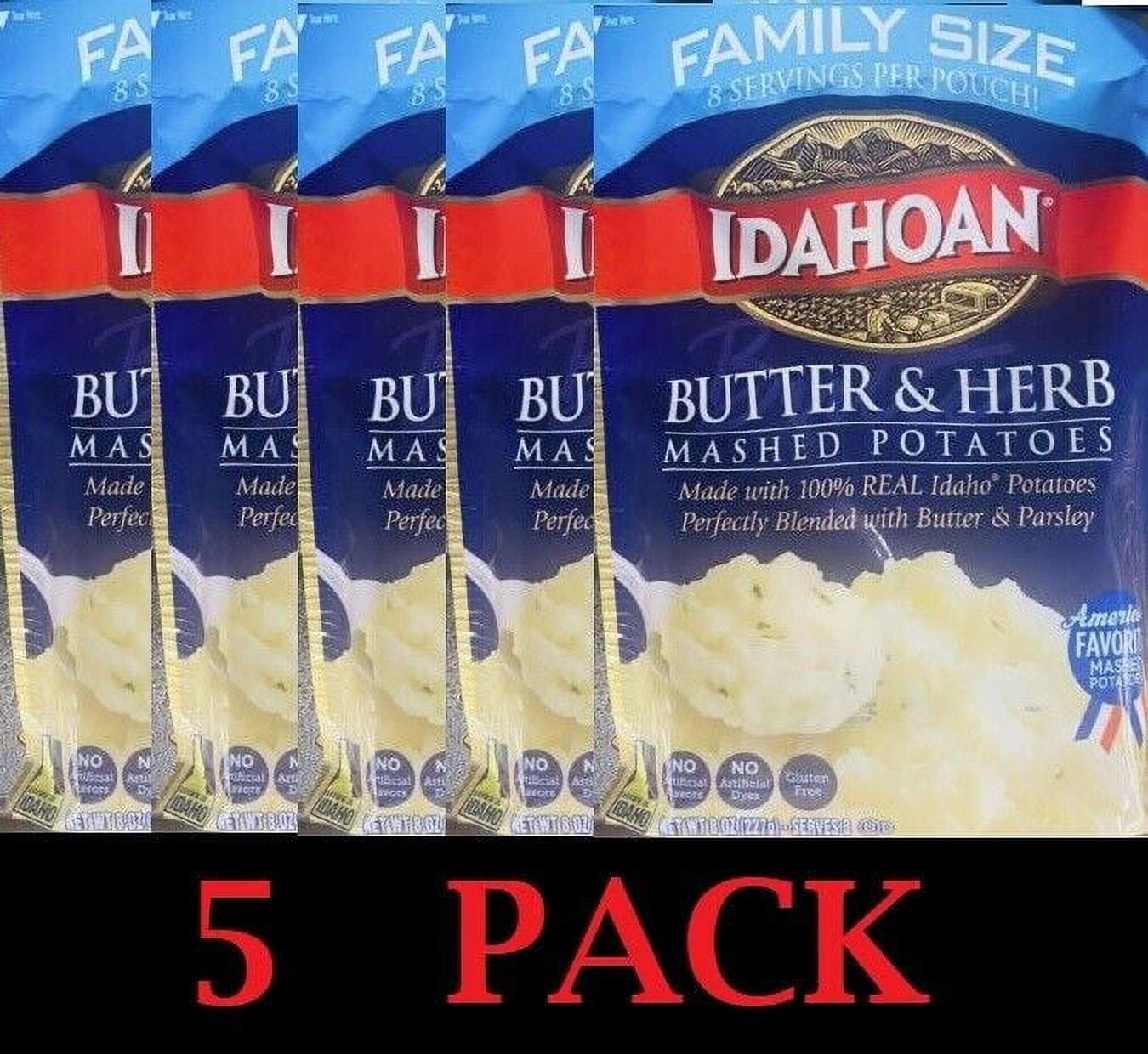 5x Idahoan Butter & Herb Mashed Potatoes 8 oz FAMILY SIZE Packet - 5 PACK