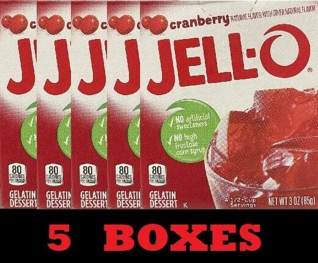 5x Jello CRANBERRY Gelatin Dessert 3 oz Box JellO 5 BOXES BULK