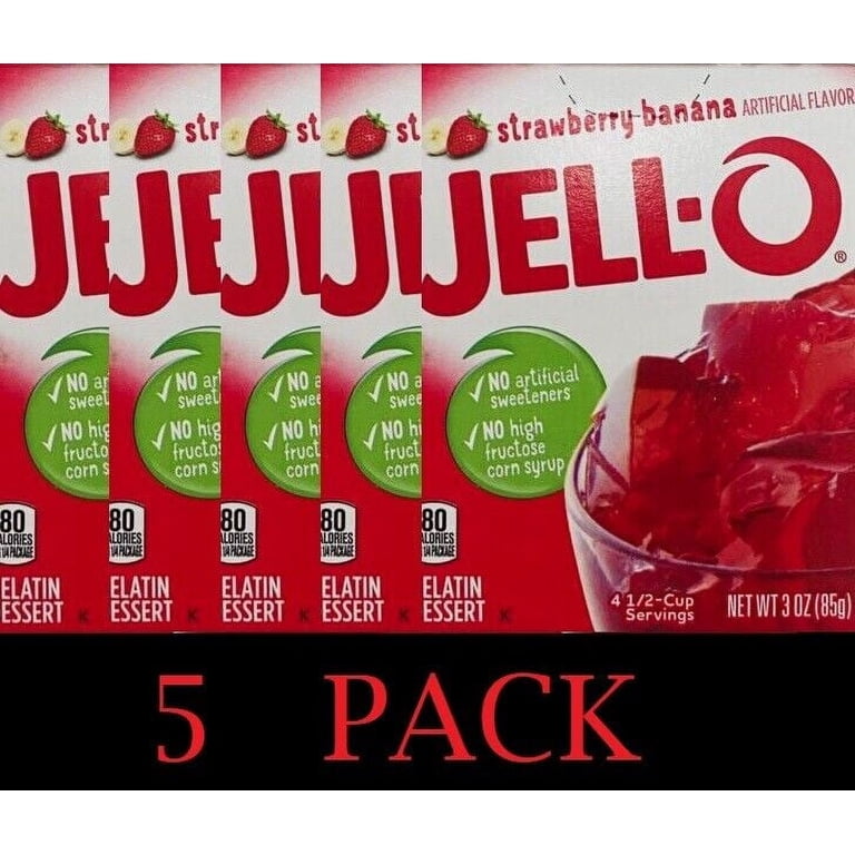 5x Jello STRAWBERRY BANANA Gelatin Dessert 3 oz Box Jell-O - 5