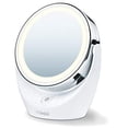 thumbnail image 1 of 5x Magnifying Double-Sided Cosmetic Vanity Makeup Mirror Illuminated LED Lights, 360° Degree Swivel Rotation, On/Off Button, Chrome Finish, Cordless, Batteries Included, ABS49, 1 of 3