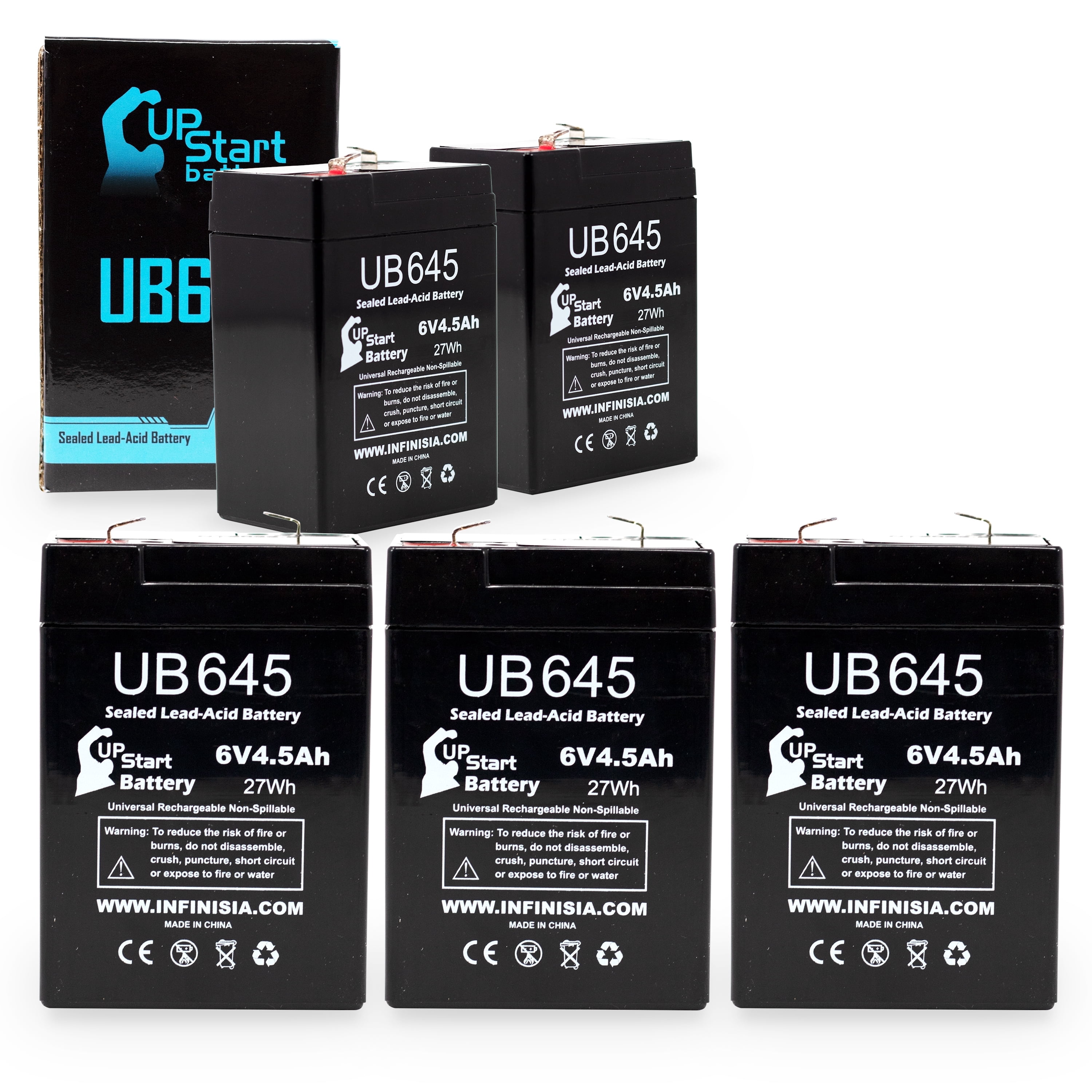 Elsar 5x Pack - Compatible Elsar 122 Battery - Replacement UB645 Universal ...