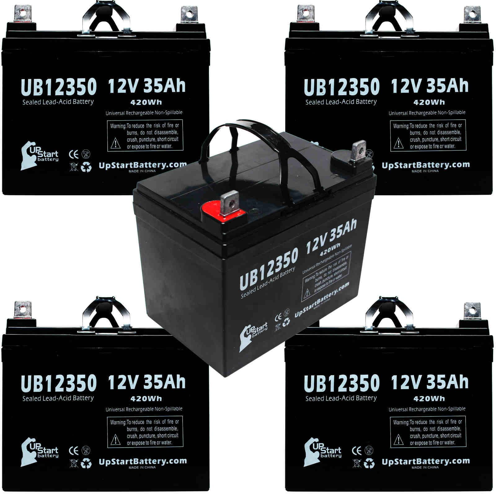 5x Pack - Compatible Ford 70 Battery - Replacement UB12350 Universal Sealed Lead Acid Battery (12V, 35Ah, 35000mAh, L1 Terminal, AGM, SLA)