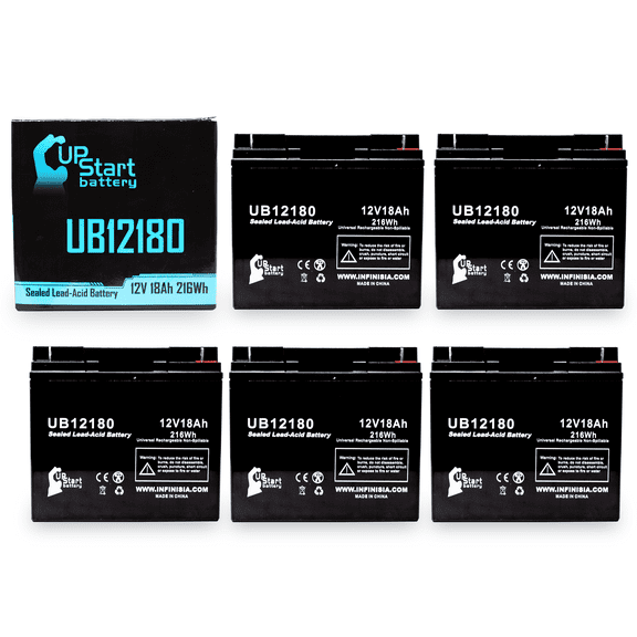 5x Pack - Compatible Interstate Batteries BSL1116 Battery - Replacement UB12180 Universal Sealed Lead Acid Battery (12V, 18Ah, 18000mAh, T4 Terminal, AGM, SLA)