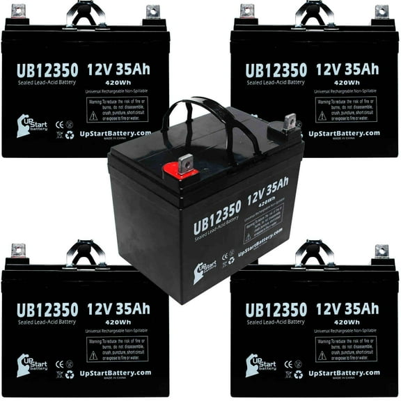 5x Pack - Compatible Tuffcare 3WheeledScooter3200 Battery - Replacement UB12350 Universal Sealed Lead Acid Battery (12V, 35Ah, 35000mAh, L1 Terminal, AGM, SLA)