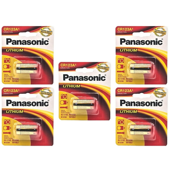 5x Panasonic 3V CR-123 Lithium Battery Compatible with SF123A1, VL123, VL123A