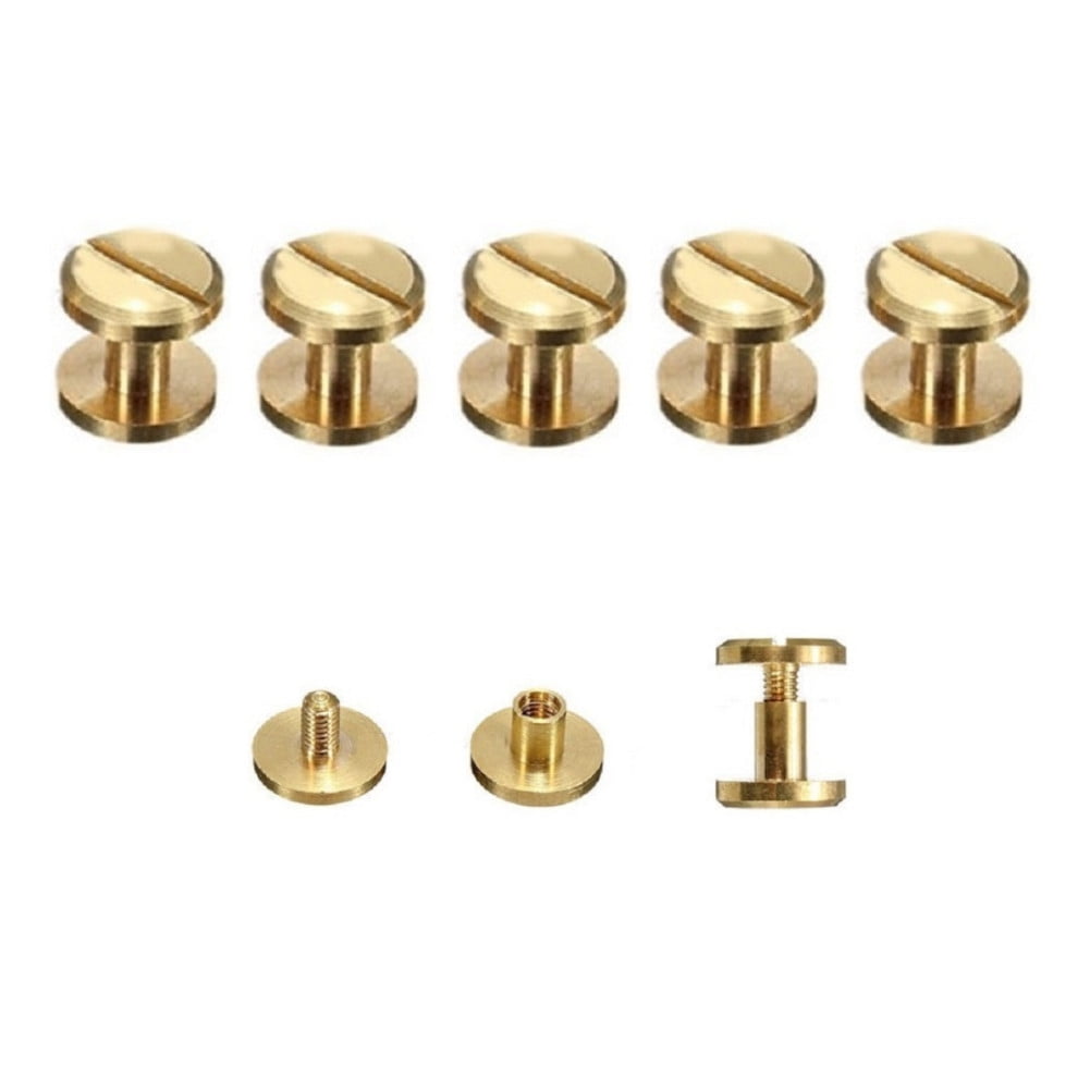 5x Pure Brass Rivet Screws, DIY Flat Belt Screw Leather Craft Chicago
