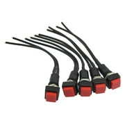 5x Red Square Pre-Wired Momentary Push Button Switch Reset 1/2 AC 250V Car 12V