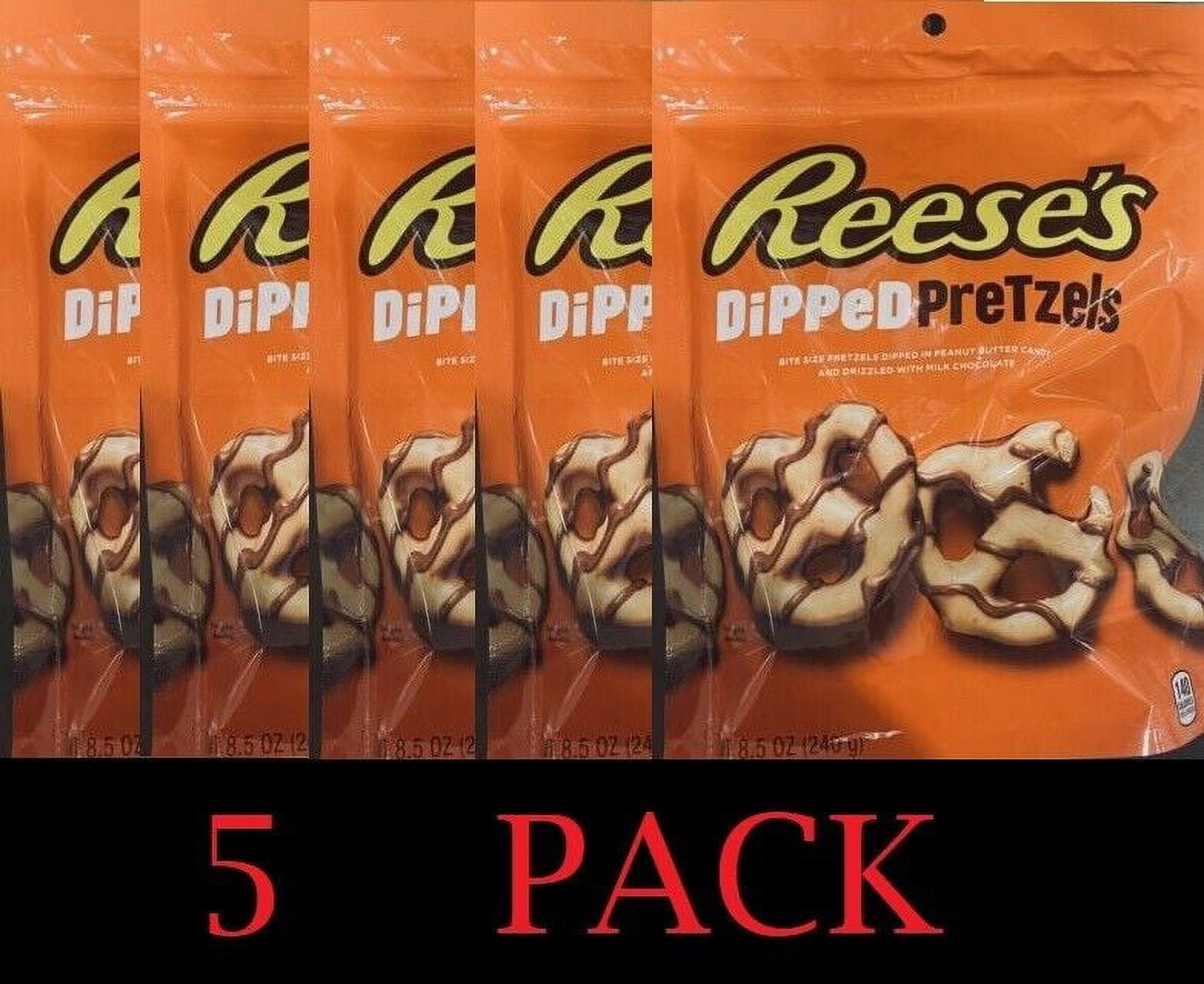 5x Reese's Dipped Peanut Butter & Milk Chocolate Pretzels 8.5 Oz Bag - 5 PACK