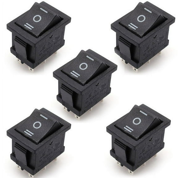 5x Rocker Switch ON/OFF/ON 6-Pin DPDT Rectangular Car DC 12V AC 6A/250V 10A/125V