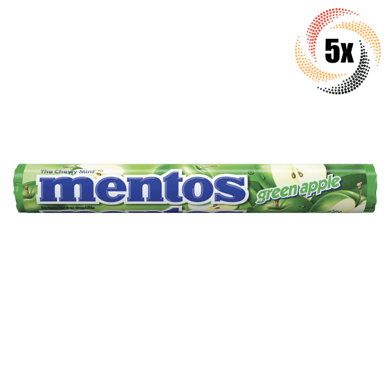 5x Rolls Mentos Green Apple Flavor Chewy Mints | 14 Mints Per Roll