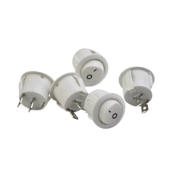 5x Round Rocker Switch White 7/8" Opening SPST on/off 2-Pin AC 6A/250V 10A/125V