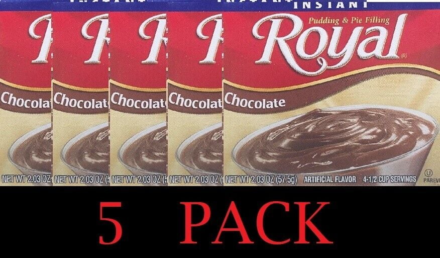 5x Royal CHOCOLATE Instant Pudding & Pie Filling Mix Dessert 2.03oz Box