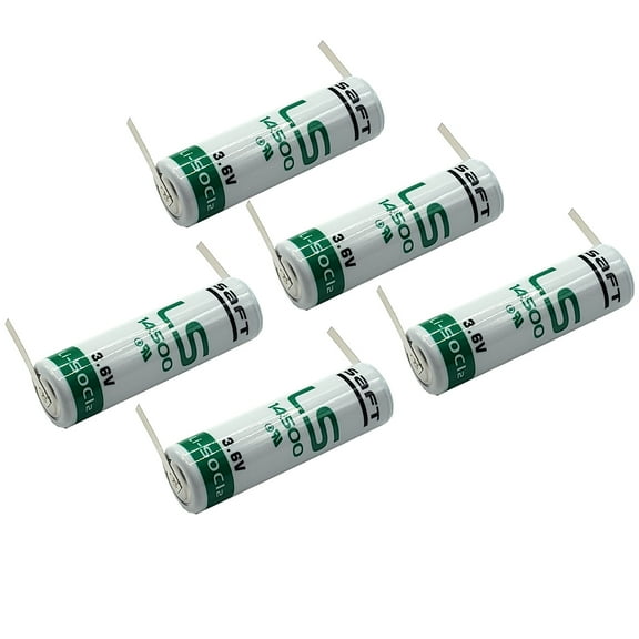 5x SAFT LS14500_TAB AA 3.6V 2600mAh Primary Lithium Cell for RFID, Utility Meter