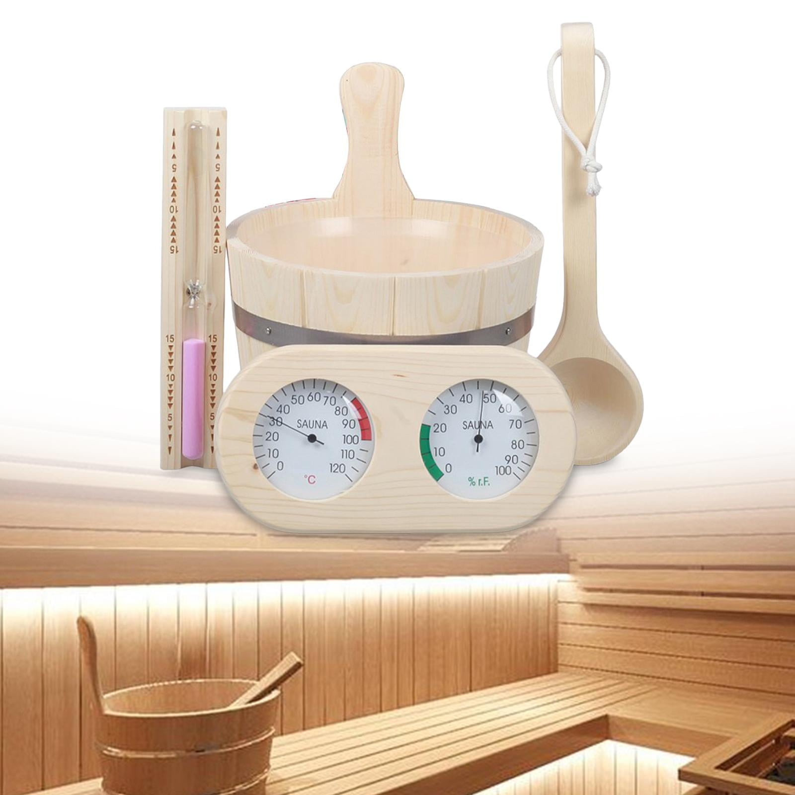 5x SPA Accessory, Sauna Thermometer, Handmade Hourglass, Sauna Bucket ...