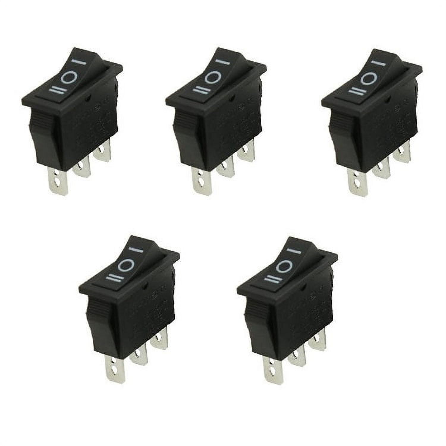 5x SPDT 3-Position Rectangular Rocker Car Switch 12V 3-Pin Skinny 15A ...