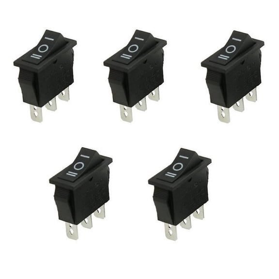 5x SPDT 3-Position Rectangular Rocker Car Switch 12V 3-Pin Skinny 15A 250V/125V