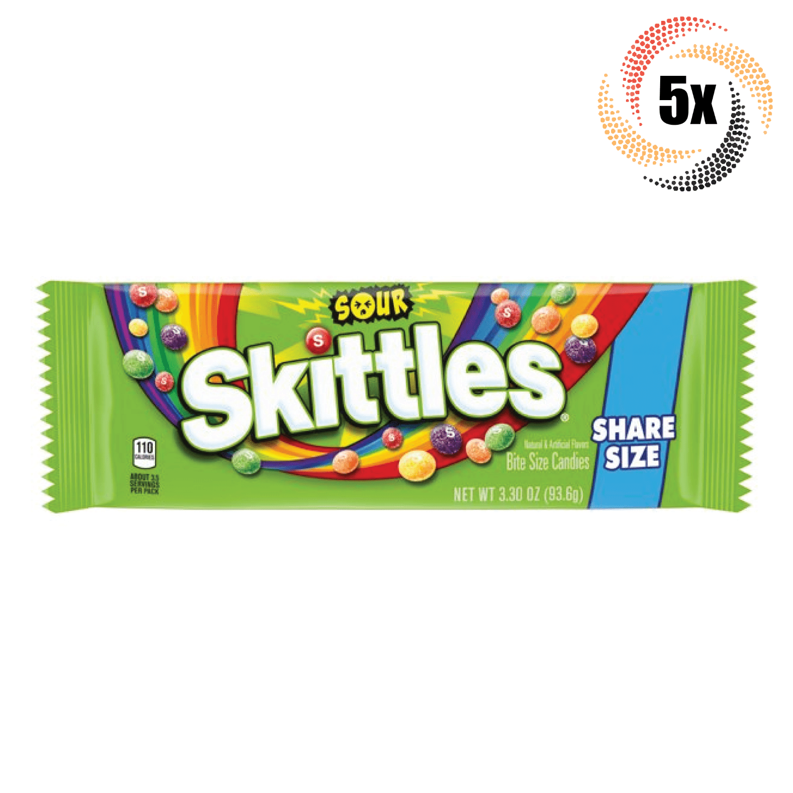 5x Skittles Sour Assorted Flavor Bite Size Candies | 3.3oz | Fast Shipping!