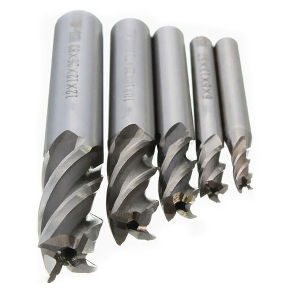 5x Sliver CNC End Mill Cutter Milling Machine HSS Straight Shank Drill Bit 4 Flute