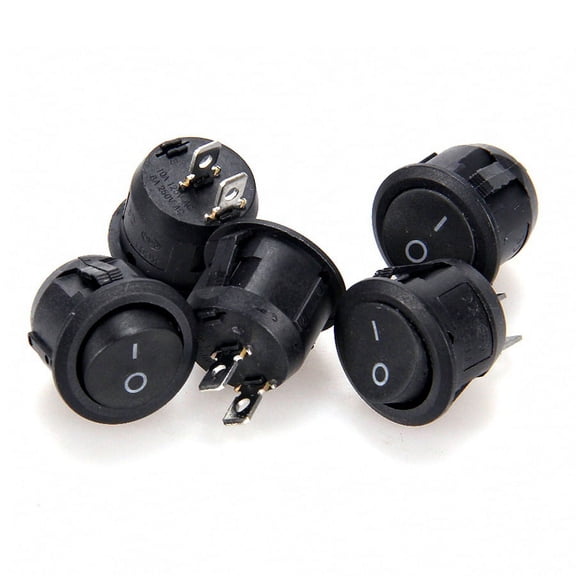 5x Small Round Rocker Switches Black on/off DC 120V / 240V 10A SPST General Use