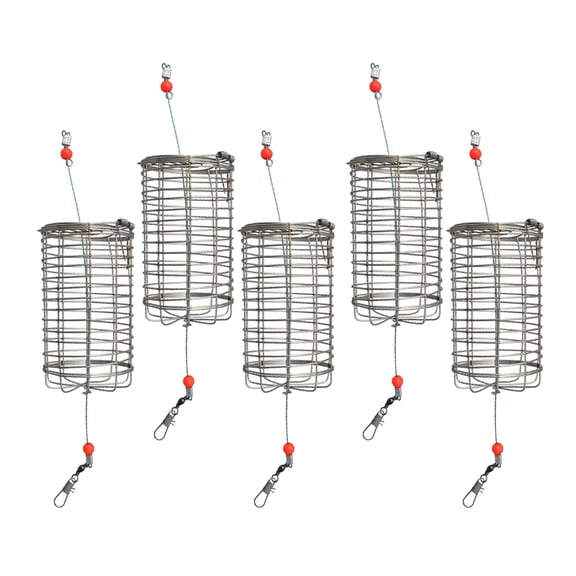 5x Solid Fishing Feeder Cage Basket Container Carp Attract ure Cage L