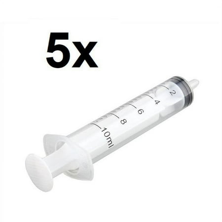 5x Syringe Luer Slip Tip 10mL Liquid Clear Plastic Sterile Animal Feeder Tube