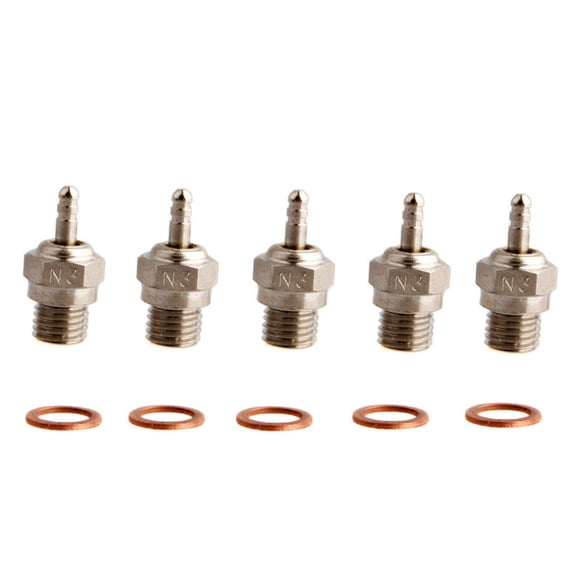 5x Thermal Spark Plug for 5%-40% Methanol Fuel #3 N3 Glow Plug, Steel Material, 8mm HEX Size