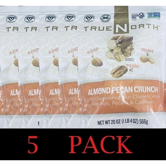 5x True North Almond Pecan Crunch 20 oz Bag - NON GMO - VEGAN - 5 PACK