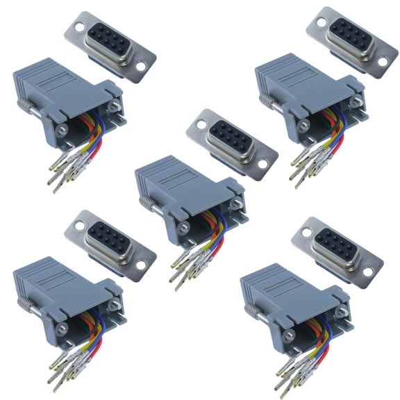 5x User-Configurable DB9 to RJ45 Adapters for Connecting Serial Devices to Telecom Equipment Adapters