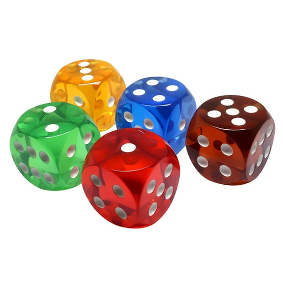 5x Waterproof Crystal Dices 25mm Transparent Dice 6 Sided Round Corner Crystal Dices Board Game Dices for Gambling Game