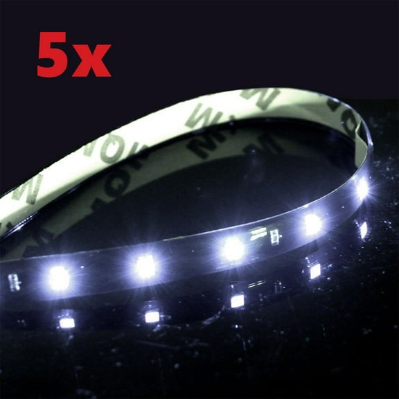 5x White Light LED Strips Flexible Bright Car/Truck/Boat/Motorcycle/RV 12V 3ft