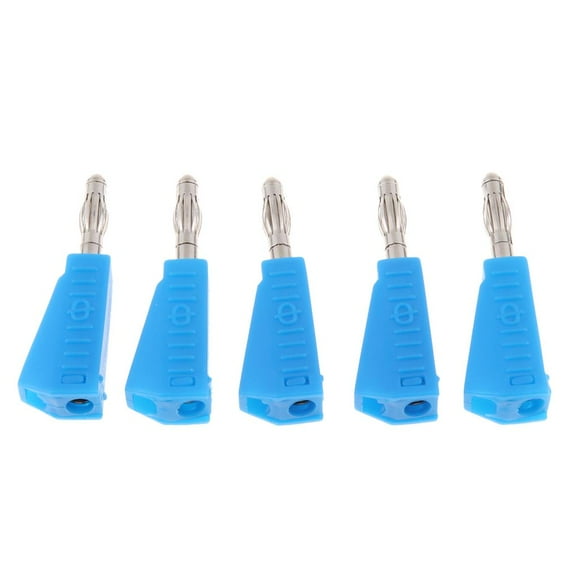 5x Wire Audio Speaker Cable Banana Plug Connectors 4mm Adapter Probes Binding Posts Multimeter - blue, as described
