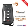 thumbnail image 1 of 5x Xhorse Universal Wired Flip Remote Key Toyota Style Key 4 Button XKTO10EN, 1 of 5