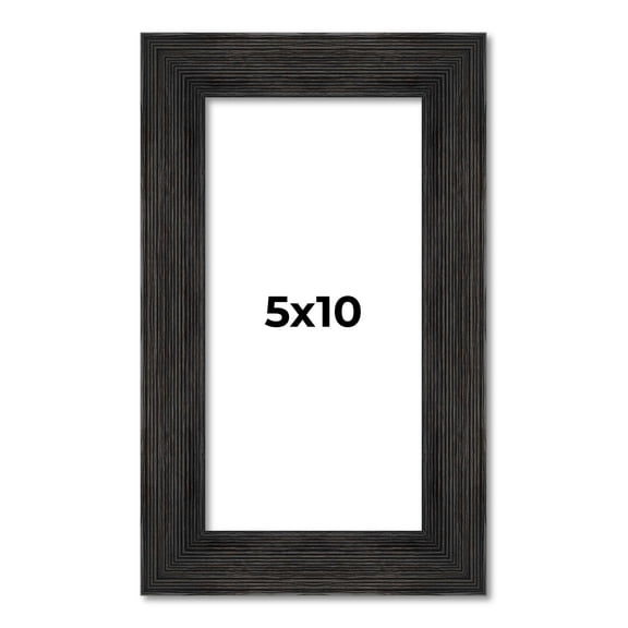 5x10 Black Rustic Wide Barnwood Picture Frame - UV Acrylic, Foam Board Backing, Hanging Hardware