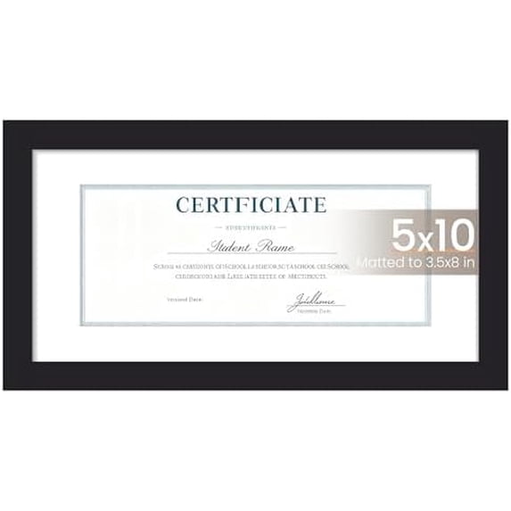 5x10 Business License Frame, Display Document 3.5x8 with Mat or 5x10 without, Wall Hanging cosmetology license frame, Black, 1 Pack