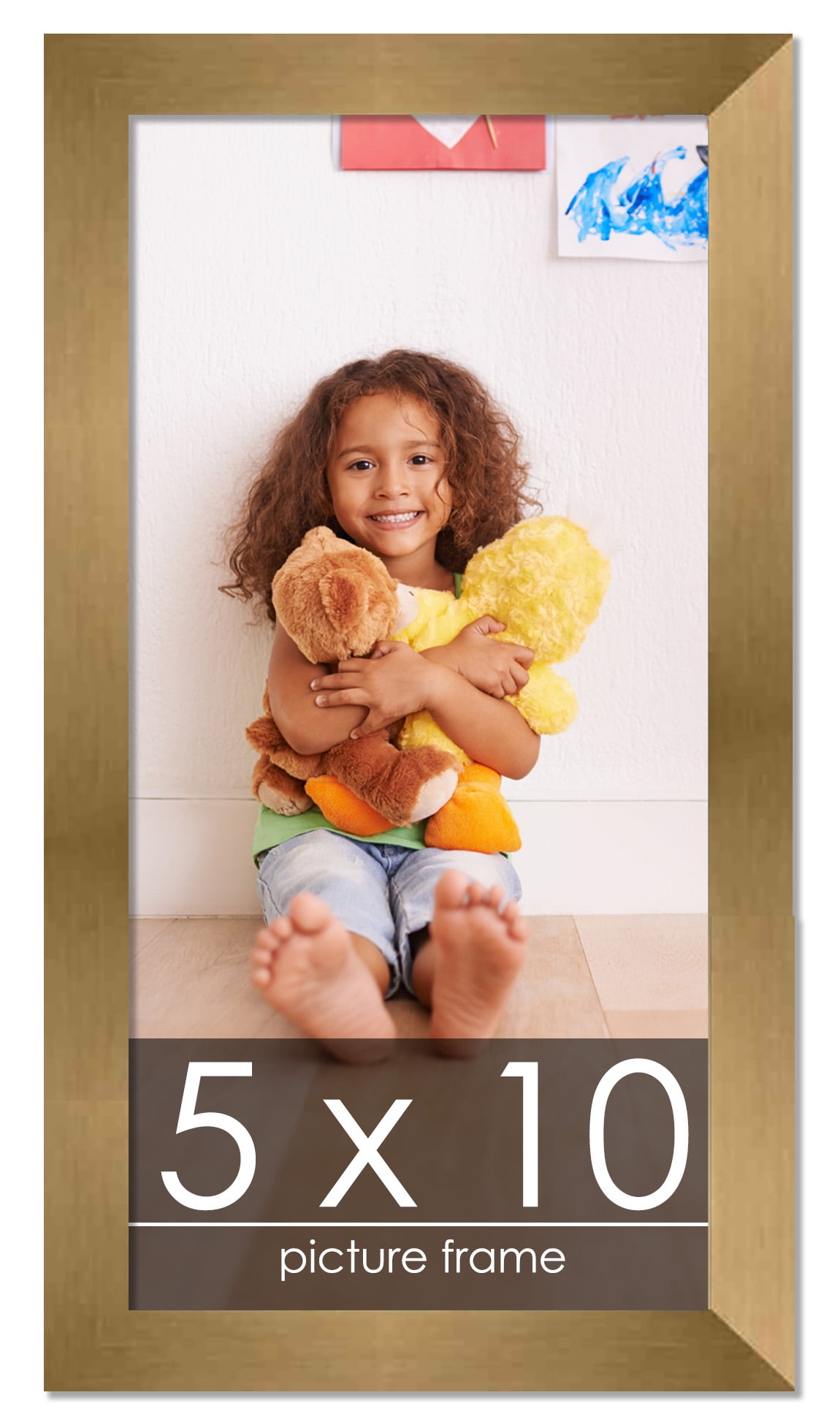 5x10 Gold Bronze Wood Picture Frame - UV Acrylic, Foam Board Backing ...