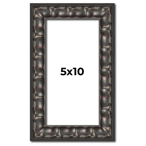5x10 Frame Black-Brown Medieval Solid Wood Picture Frame | 1.5 Inch Moulding Width | Gotham Beveled