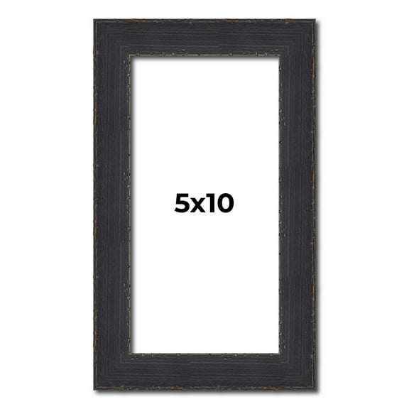 5x10 Frame Black Real Wood Picture Frame Width 1.25 Inches | Interior Frame Depth 0.5 Inches |