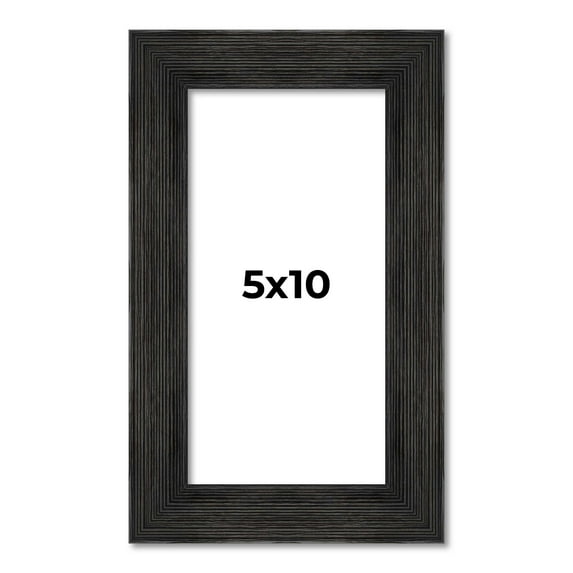 5x10 Frame Black Rustic Barnwood Solid Wood Picture Frame | 1.5 Inch Moulding Width | Includes UV