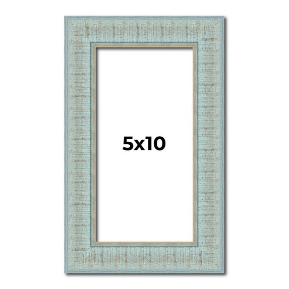 5x10 Frame Blue Teal Distressed Solid Wood Picture Frame | 1.625 Inch Moulding Width | Sonoma Blue