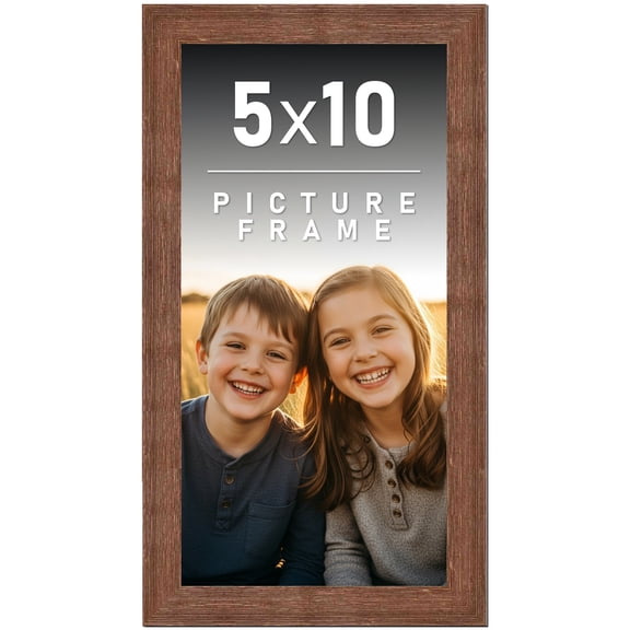 5x10 Frame Brown Distressed Barnwood Picture Frame | Rustic Farmhouse Photo Frame Includes UV