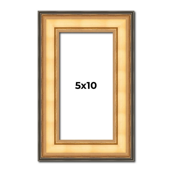 5x10 Frame Gold Plein Aire Solid Wood Picture Frame Width 2 Inches | Interior Frame Depth 0.5