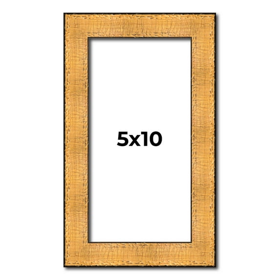 5x10 Frame Gold Rustic Solid Wood Picture Frame | 1.25 Inch Wide Moulding | Rustique Gold