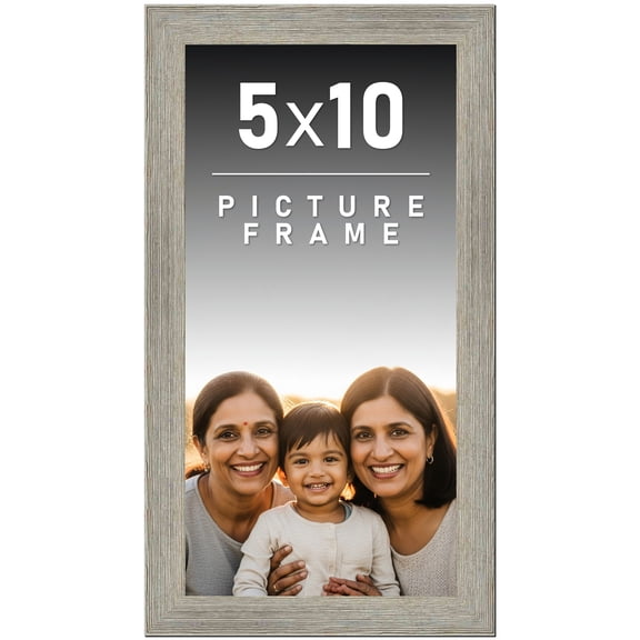 5x10 Frame Gray Barnwood Rustic Solid Wood Picture Frame | 1.5 Inch Moulding Width | Includes UV