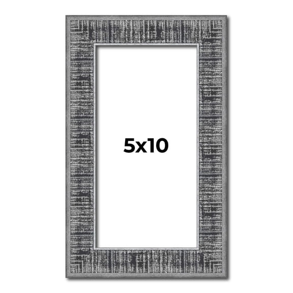 5x10 Frame Silver Black Rustic Sonoma Solid Wood Picture Frame | 1.5 Inch Moulding Width | Complete
