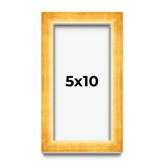 5x10 IN Shadow Box Frame Gold | 1.625 Inches Deep Real Wood Traditional Shadowbox Display Frame |